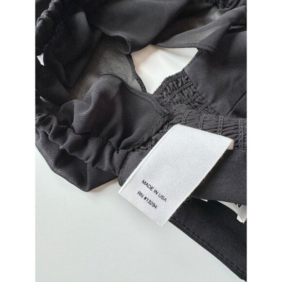 NWOT AMANDA UPRICHARD Aaliyah Black Chiffon Ruffle Cropped Bustier Top, Size M - Picture 8 of 9